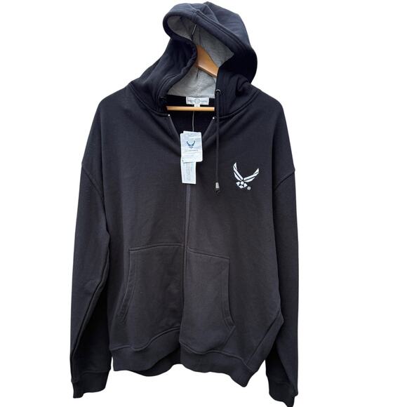 NWT U.S. Air Force Fly Fight Win Defending Freedom black zip up hoodie Size XL - Picture 1 of 8
